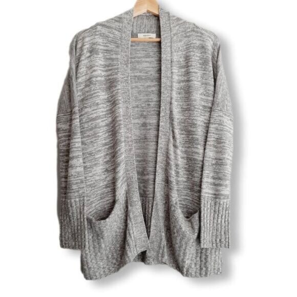 TALULA Aritzia Open Drape Cardigan Sweater With Pockets Marled Grey Sz XS - Picture 1 of 13